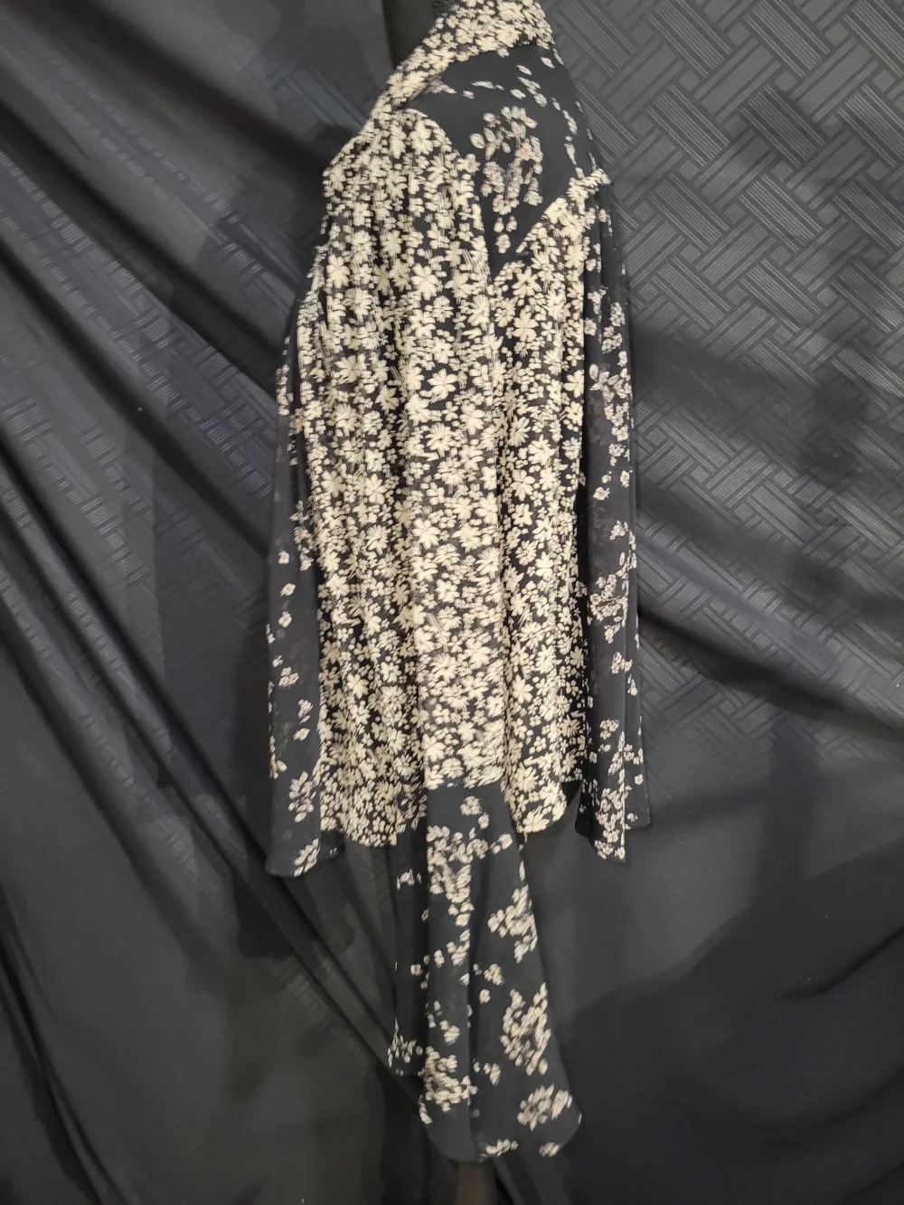 Free People Serena Floral Bell Sleeve Printed Blouse Black Combo Lrg